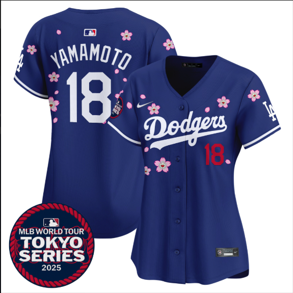 Women Los Angeles Dodgers #18 Yamamoto Tokyo Series 2025 blue Limited Stitched Jersey